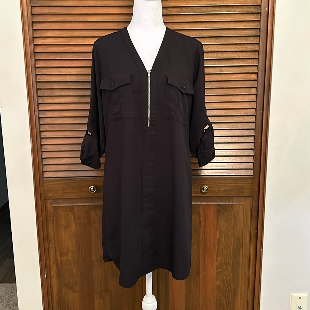Express Black Shirt Dress with Roll-up Tab Sleeves Size S